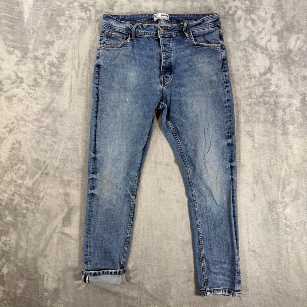 The Stronghold Relaxed Tapered Selvedge Jeans Men's Size 34x30 Blue Button Fly